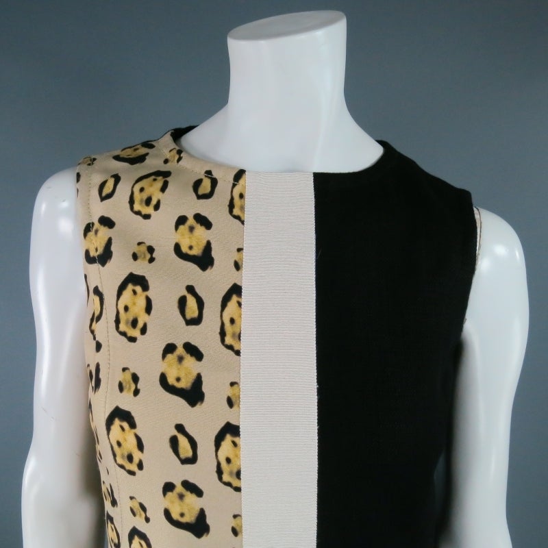 GIAMBATTISTA VALLI Size 6 Leopard Color Block Shift Dress In Excellent Condition In San Francisco, CA