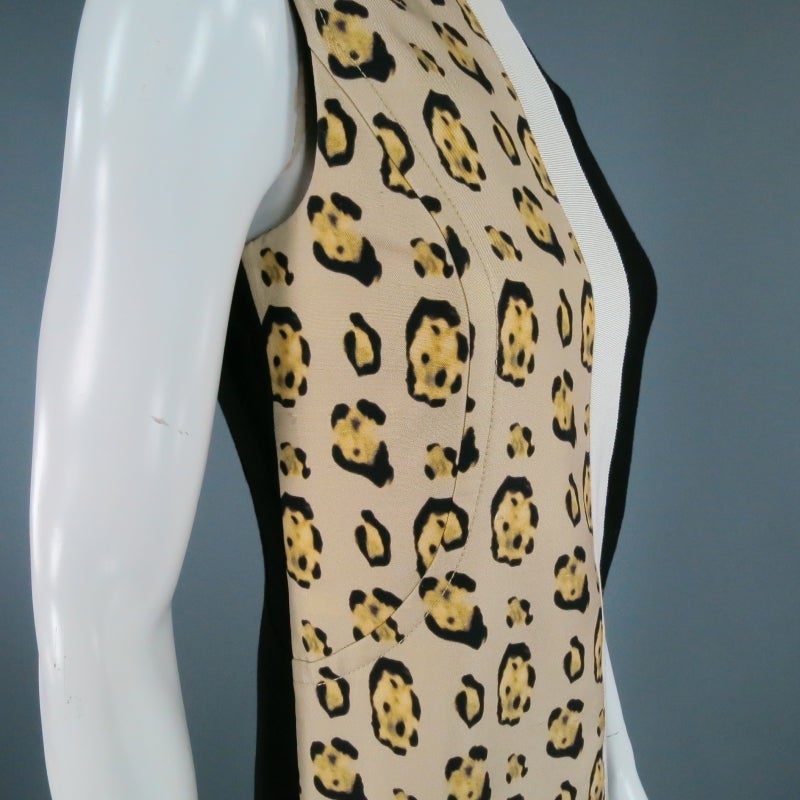 GIAMBATTISTA VALLI Size 6 Leopard Color Block Shift Dress 2