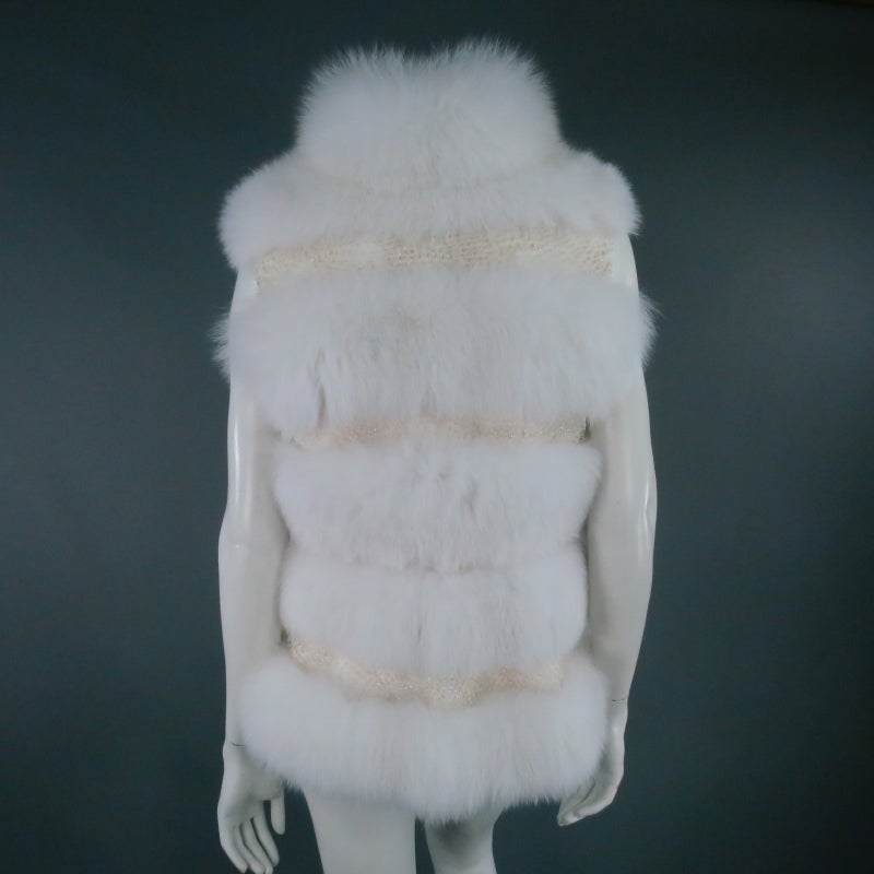 Dennis Basso Beaded White Fox Fur Vest 1