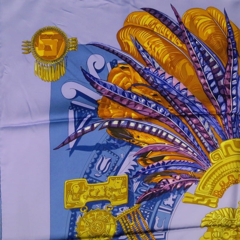 HERMES -Mexique- Purple Silk Scarf In Excellent Condition In San Francisco, CA