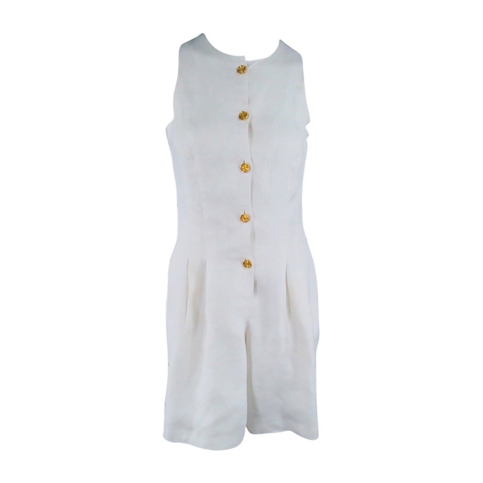 Vintage HERMES Size 10 Cream Linen Romper