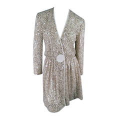 GIORGIO ARMANI Size S Beige Sequin Chiffon Wrap Dress