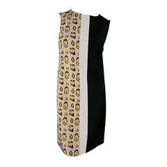 GIAMBATTISTA VALLI Size 6 Leopard Color Block Shift Dress 1
