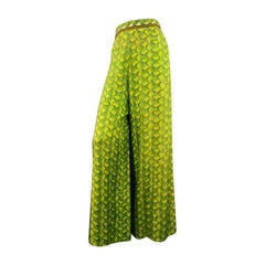 Vintage HERMES Size 8 Tropical Basket Weave Print Silk Dress Pants