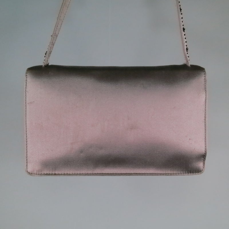 PRADA Gray Silk Evening Handbag In Excellent Condition In San Francisco, CA