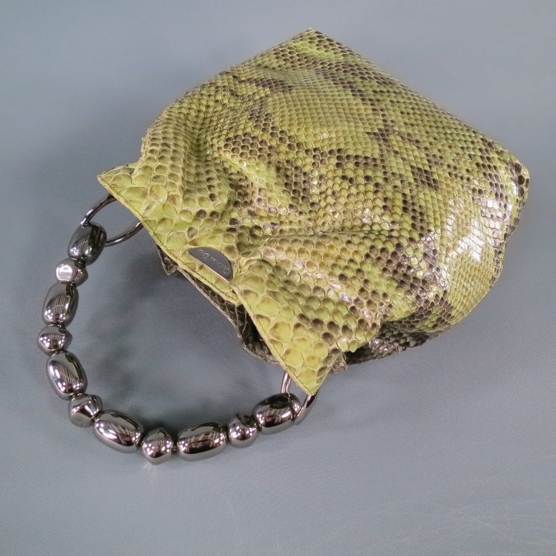 Vintage CHRISTIAN DIOR Green Python Leather Top Handles Mini Handbag 2