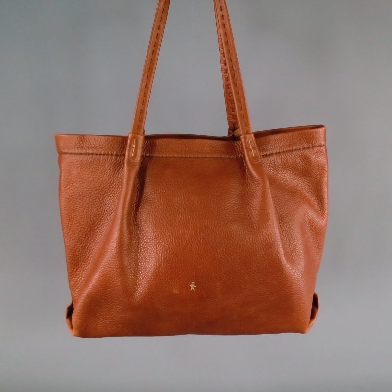 HENRY BEGUELIN Brown Leather Tote Handbag In Excellent Condition In San Francisco, CA