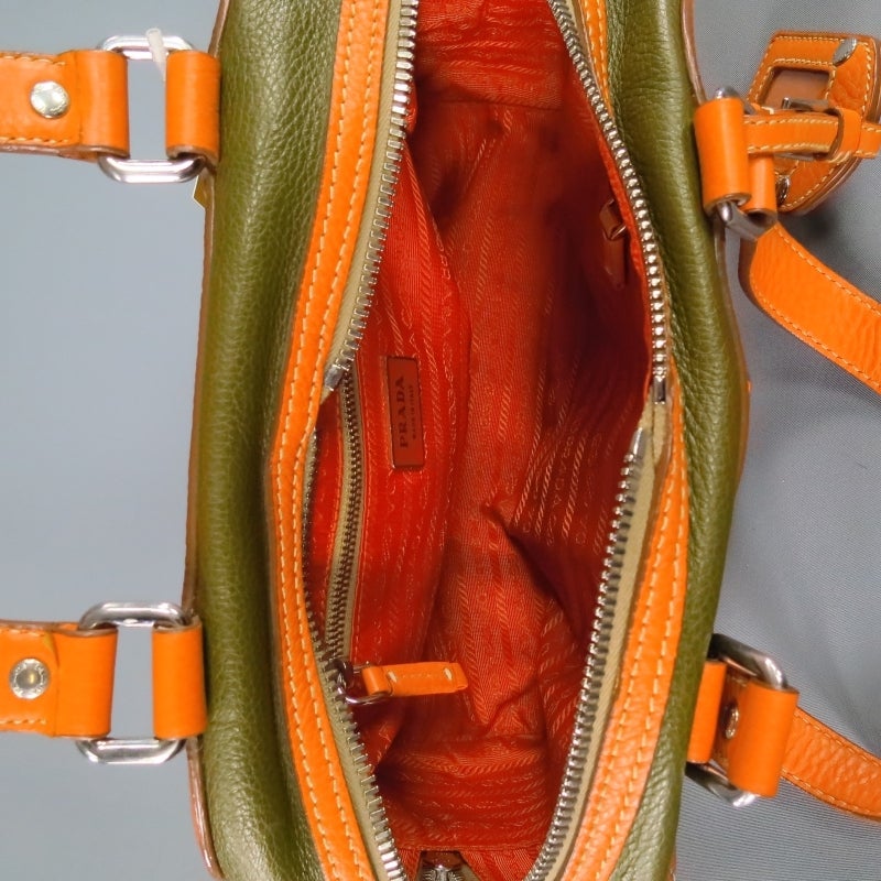 PRADA Olive and Orange Leather Handbag at 1stdibs  