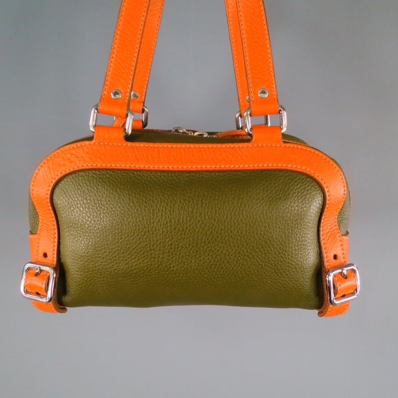 PRADA Olive & Orange Leather Handbag 1
