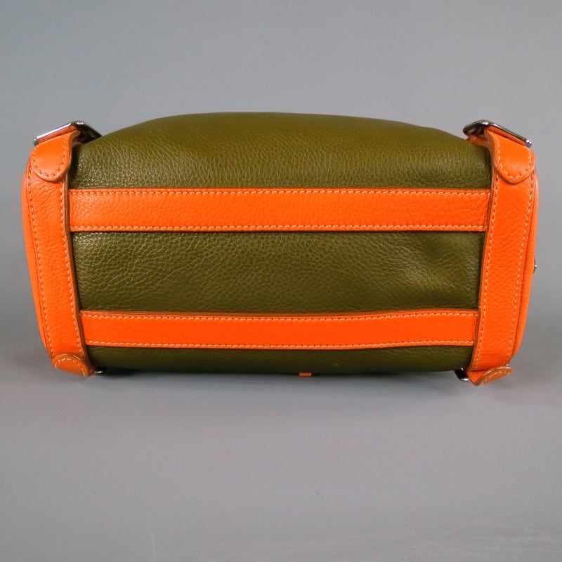 PRADA Olive & Orange Leather Handbag 2