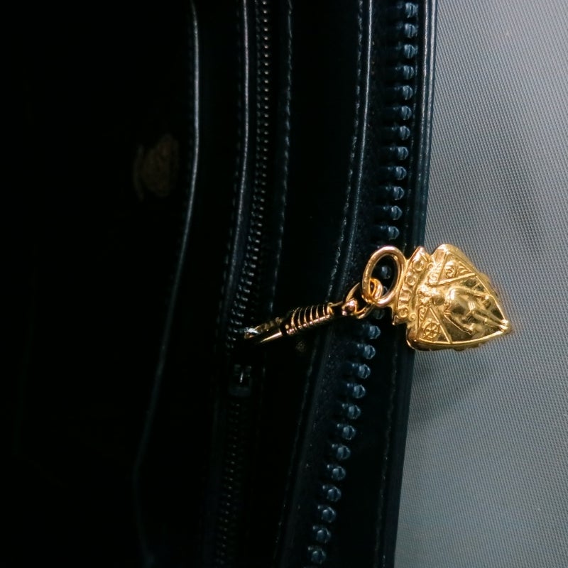 Vintage GUCCI Navy Leather Shoulder Bag Handbag 3
