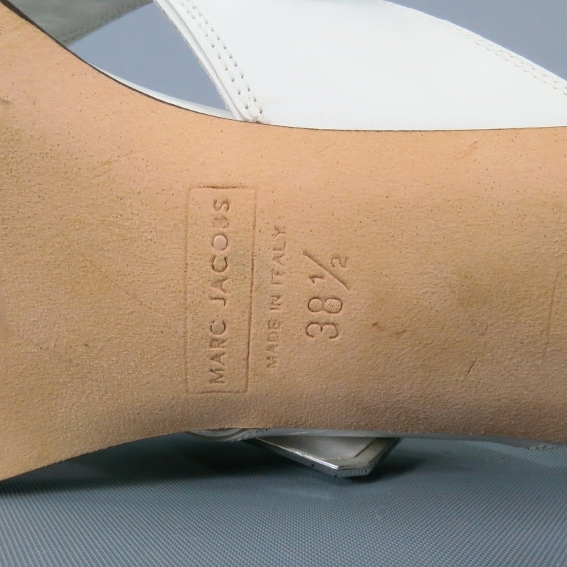 MARC JACOBS -Diamond Jewel Pop Art-  Size 8.5 White Leather Sandals 1