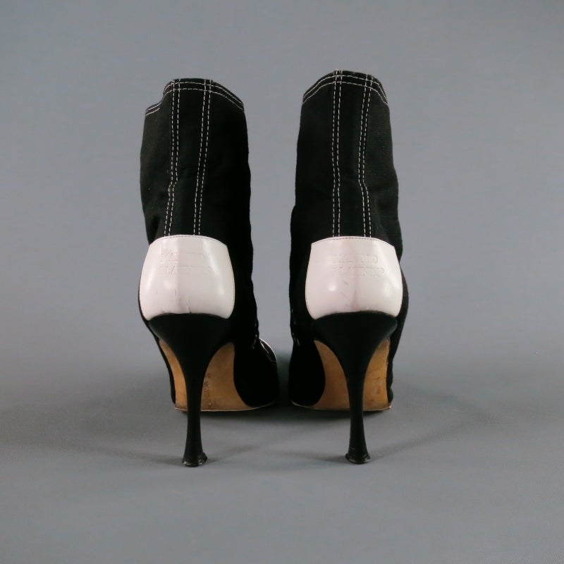 MANOLO BLAHNIK Size 9.5 Black Denim Pointed Toe Boots 1