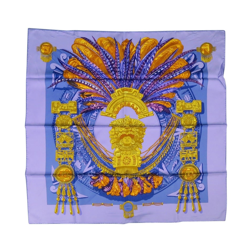 HERMES -Mexique- Purple Silk Scarf
