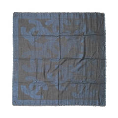 CHANEL Black & Blue Metallic Tinsel -CC- Logo Print Wool Blend Scarf