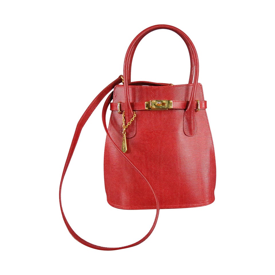 Vintage LANCEL Red Leather Cross Body Handbag For Sale at 1stdibs