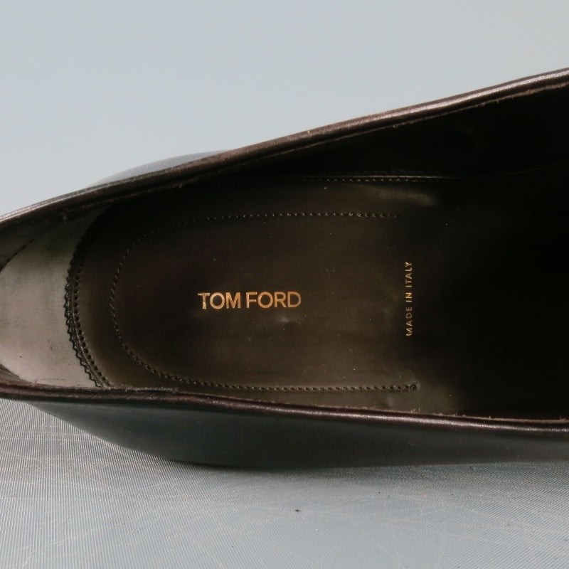 TOM FORD Size 12US Brown Ombre Leather Tassel Heeled Loafers 2