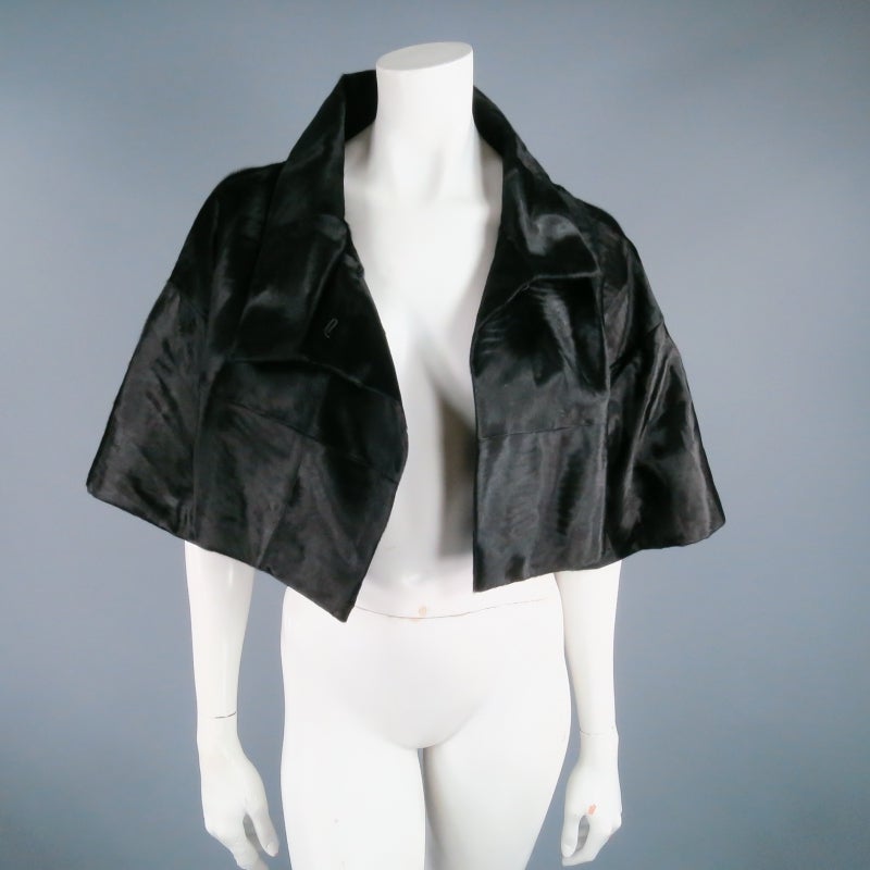MARNI Size 4 Black Xiangao Fur Cropped Jacket 1