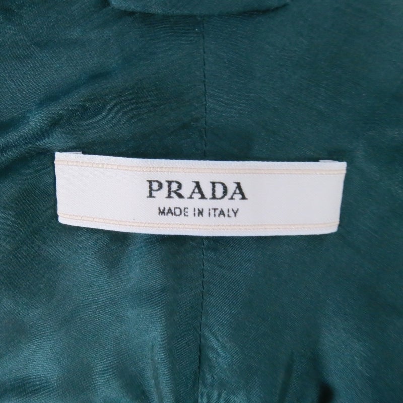 PRADA Size 4 Emerald Green Silk Cropped Bomber Jacket 2