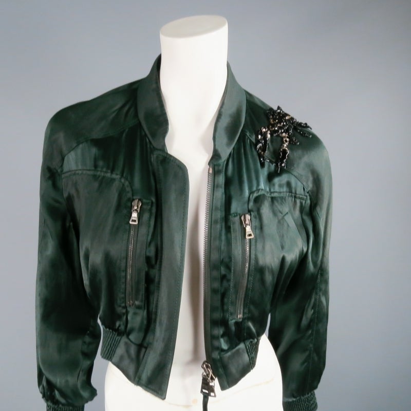 green silk bomber jacket
