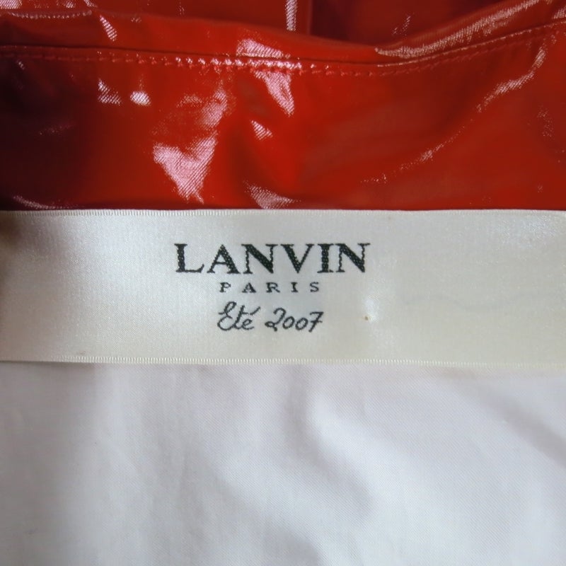 2007's LANVIN Size 6 Glossy Red Cropped Raincoat Jacket 3