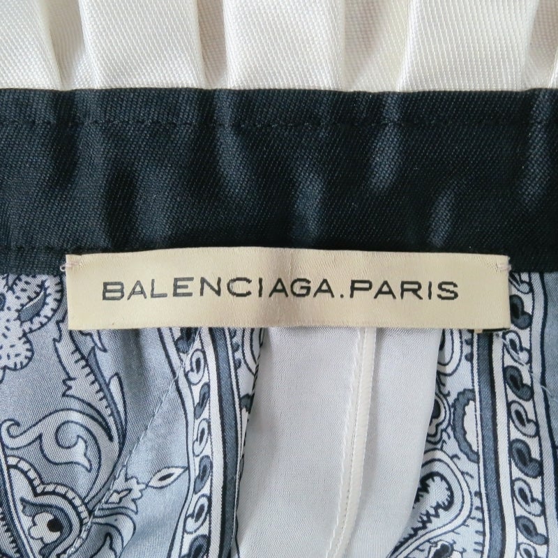 BALENCIAGA Size 8 Silver Paisley Silk Dress Top / Spring 2006 4