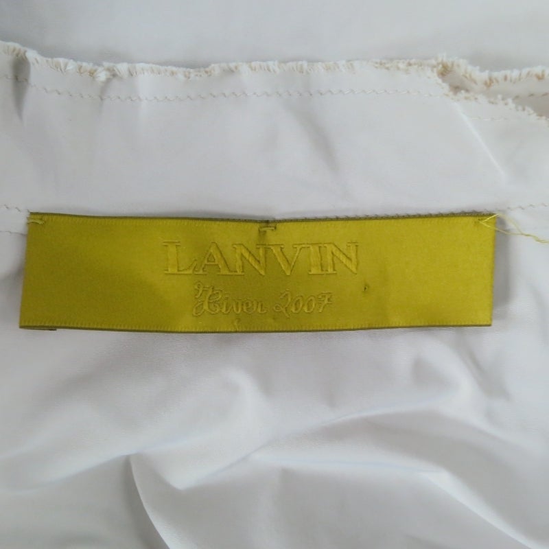 LANVIN Size 8 beige Ruffle Sleeve Snap Jacket/ Blouse 2007 3