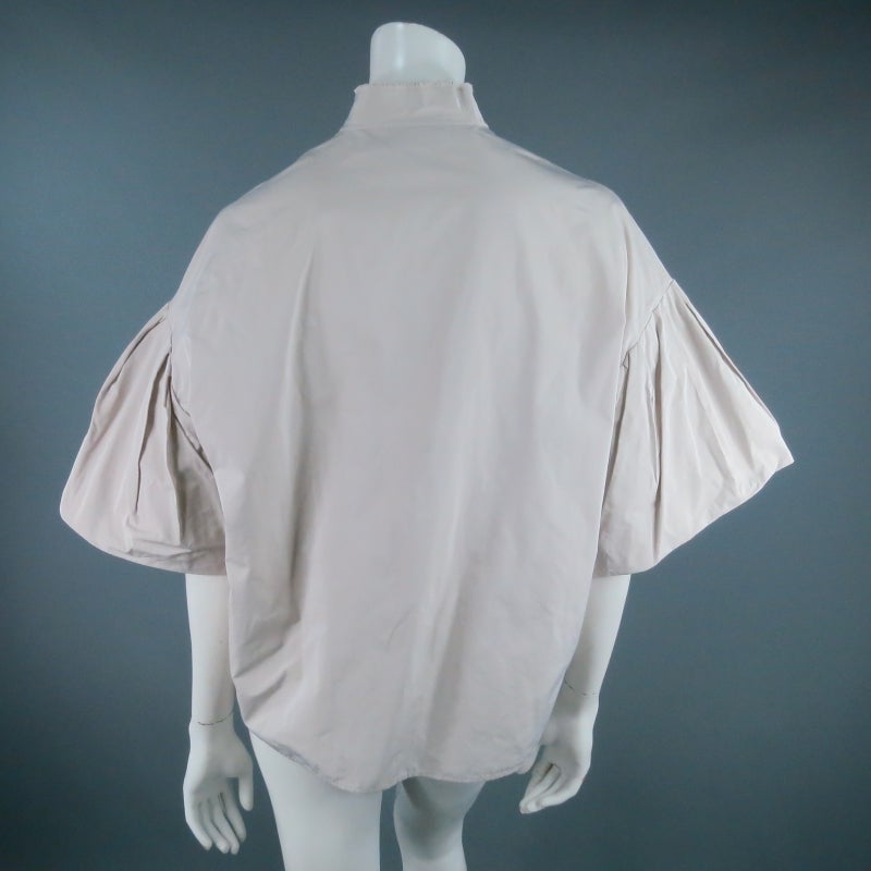 LANVIN Size 8 beige Ruffle Sleeve Snap Jacket/ Blouse 2007 2