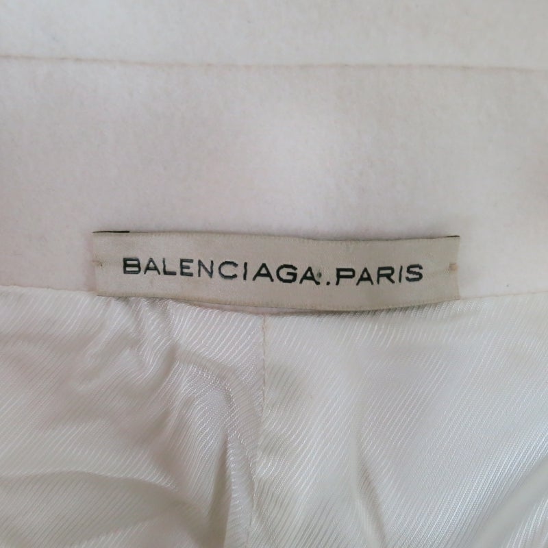 2006's BALENCIAGA Size 8 Cream Cocoon Wool Jacket 5
