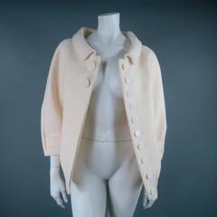 2006's BALENCIAGA Size 8 Cream Cocoon Wool Jacket