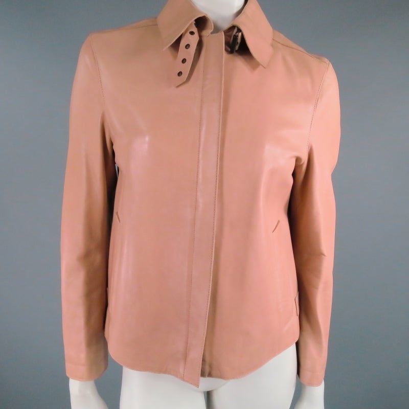 BURBERRY LONDON Size 6 Rose Leather Jacket In Excellent Condition In San Francisco, CA