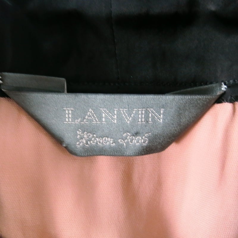 2006's LANVIN Size 4 Rose Satin Dress Top with Black Tie 4