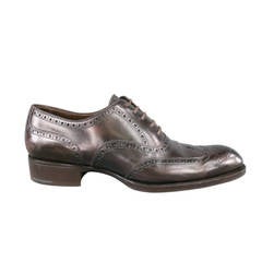 TOM FORD Size 12US Leather Brown Wing Tip Heeled Lace Up