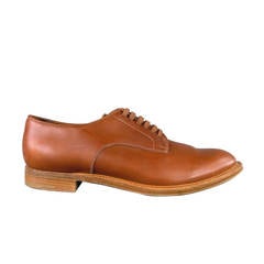 PRADA Size 12.5 US Leather Tan Lace Up Derby