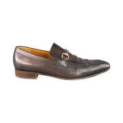 GUCCI Size 12 Men's Brown Leather Horse Bit Loafers