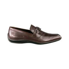 SALVATORE FERRAGAMO Size 10 Brown Leather Gancini Buckle Loafers