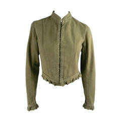 ALEXANDER MCQUEEN Size 10 Olive Cotton Denim Moto Jacket