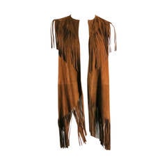 RALPH LAUREN COLLECTION Size M Tan Goat Fringe Suede Vest