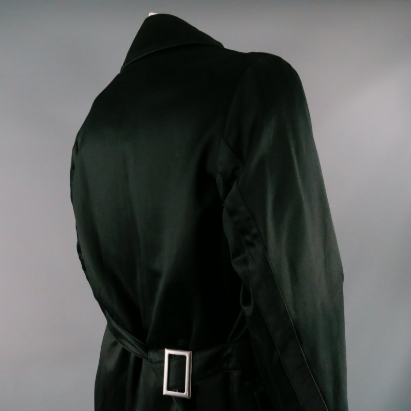 YVES SAINT LAURENT Men's 38 Cotton Black Coat With Rounded Tall Neckline 4