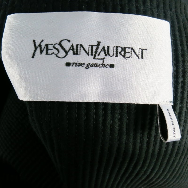 YVES SAINT LAURENT Men's 38 Cotton Black Coat With Rounded Tall Neckline 2