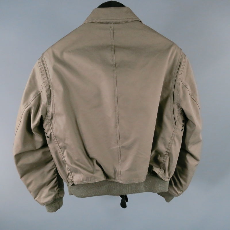 BURBERRY PRORSUM Size 40 Cotton Blend Olive Bomber Jacket In Excellent Condition In San Francisco, CA