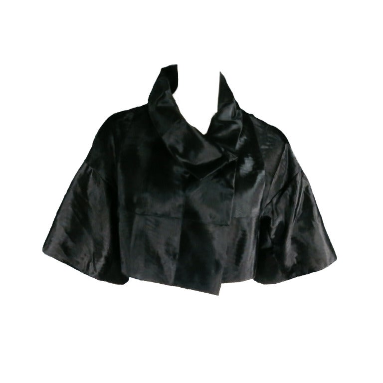 MARNI Size 4 Black Xiangao Fur Cropped Jacket