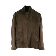 LORO PIANA Size 40 Men's Kidskin Suede Brown Classic Jacket