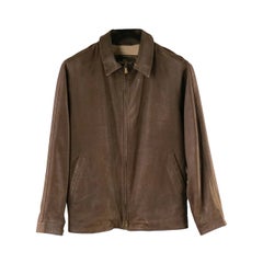 Loro Piana Jacket / Coat - Leather Brown Jacket with Zip Off Collar