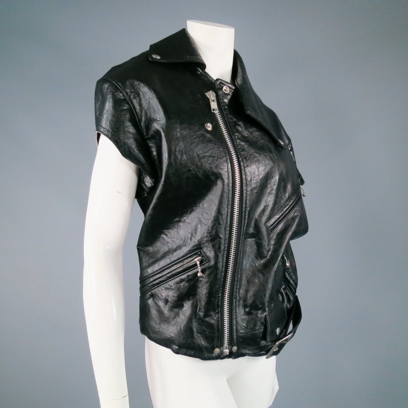 Black JUNYA WATANABE Avante Garde Shifted Convertable Drape Biker Vest
