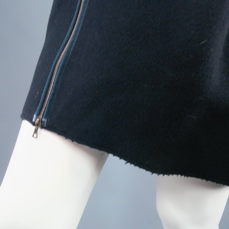 MARNI Size 4 Navy Darted Wool Zip Shell Vest Coat 1