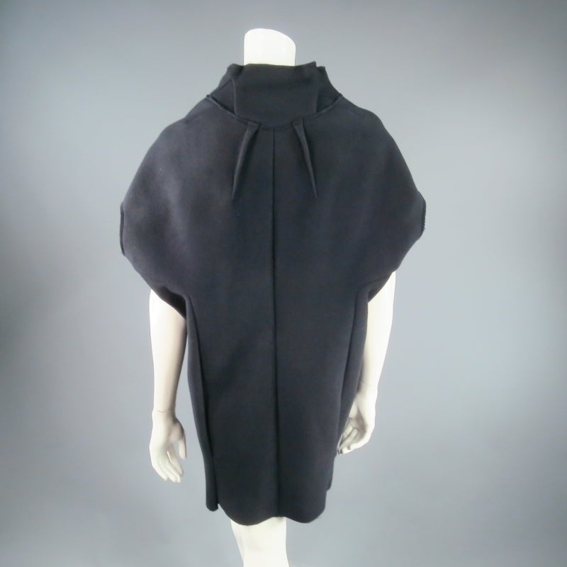 MARNI Size 4 Navy Darted Wool Zip Shell Vest Coat 3