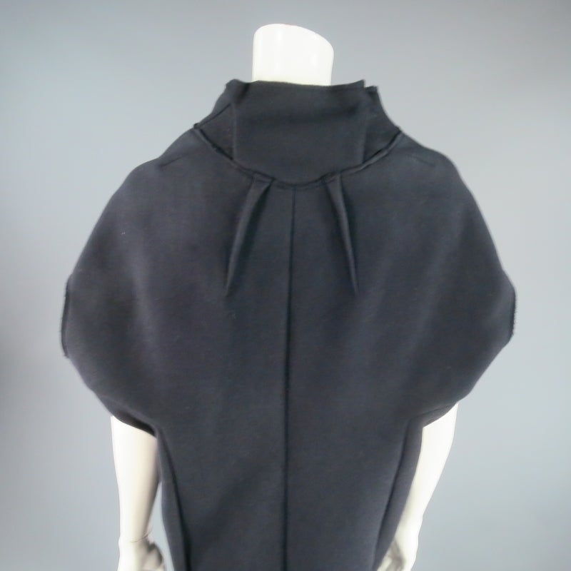 MARNI Size 4 Navy Darted Wool Zip Shell Vest Coat 4