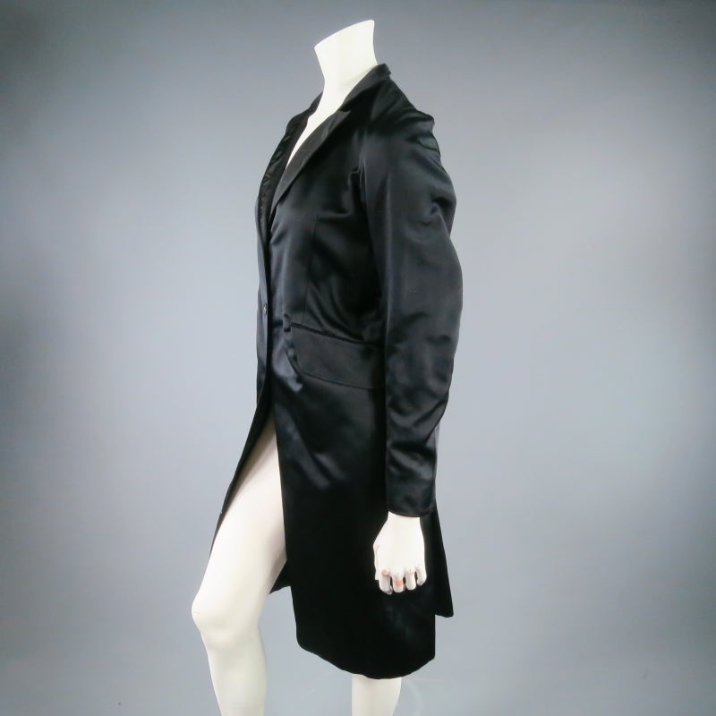 JIL SANDER Size XS Black Silk Quilted Lapel Coat 4
