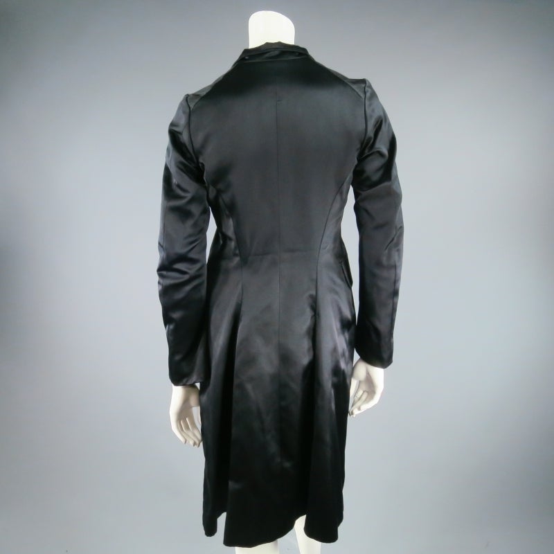 JIL SANDER Size XS Black Silk Quilted Lapel Coat 5